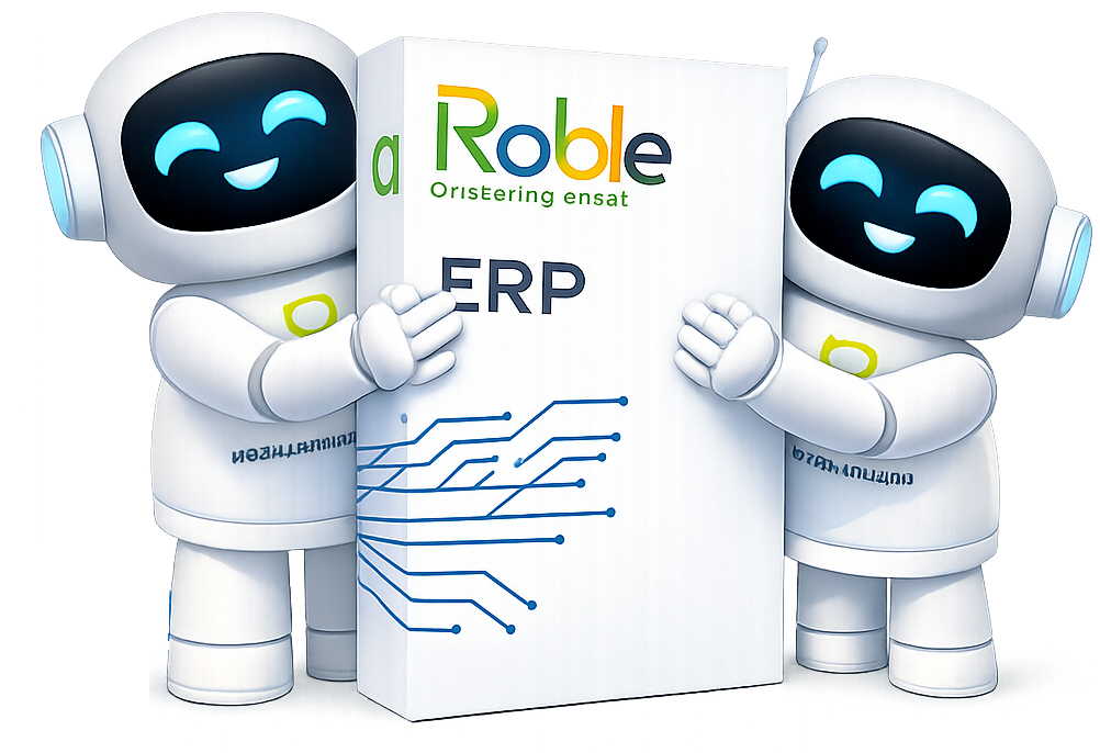 Robots de IA presentando Roble ERP
